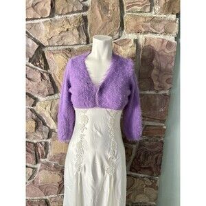 Fuzzy cardigan cropped mohair sweater sexy bolero thick fuzzy top by Moda NWOT